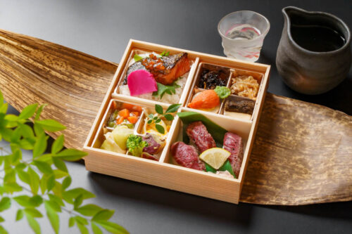 黒毛和牛炙り肉にぎりと銀鮭(味噌焼き)御膳